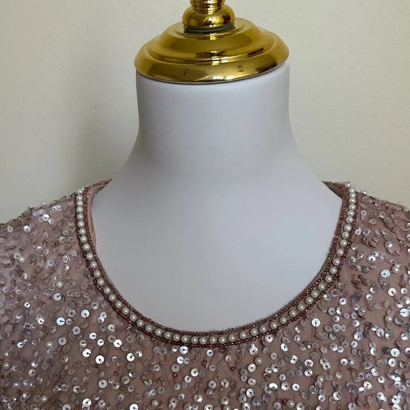 New Adrianna Papell Sequin Mini Formal Dress in Rose Gold - Picture 3 of 6